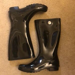 UGG Brand Black Rain Boots, Size 8